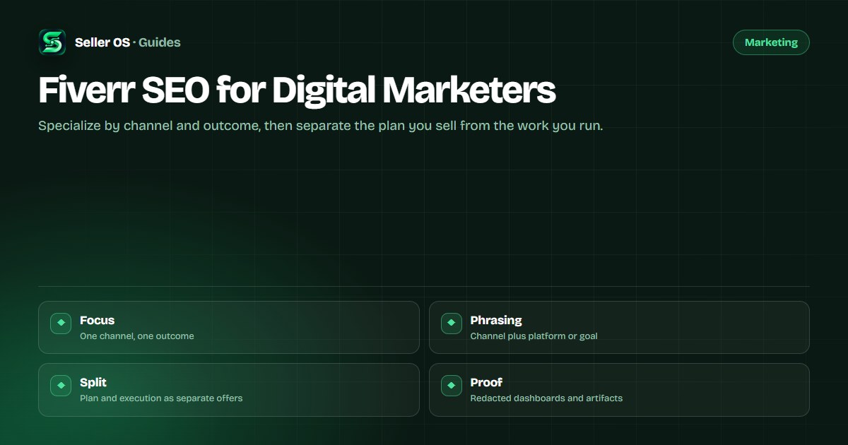 Digital marketing gig map splitting channels and outcomes from a campaign plan versus execution package ladder