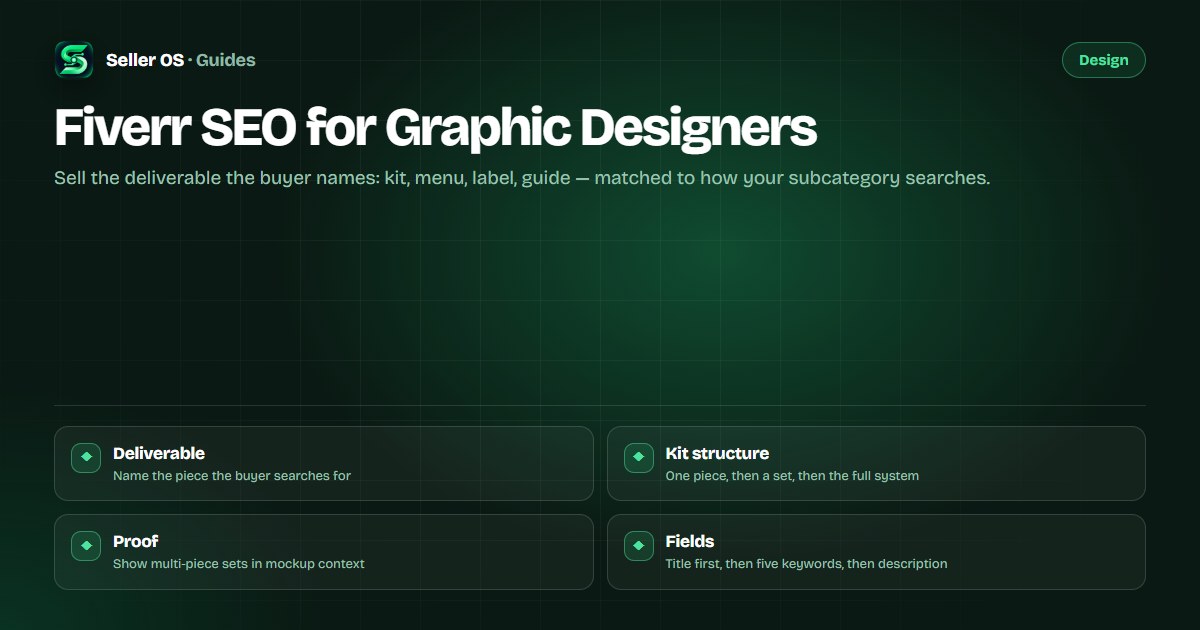 Graphic design deliverables such as a social media kit, menu, packaging label, and brand guide mapped to the search phrases buyers type