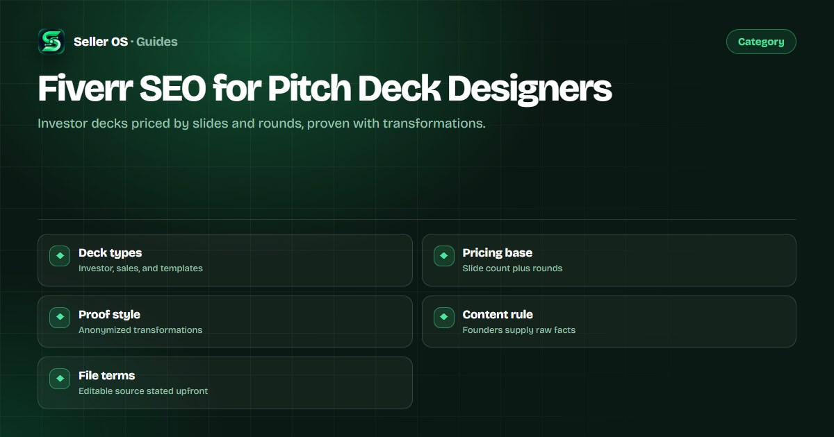 Before-and-after pitch slides showing a crowded slide rebuilt as a clear headline with one chart beside it
