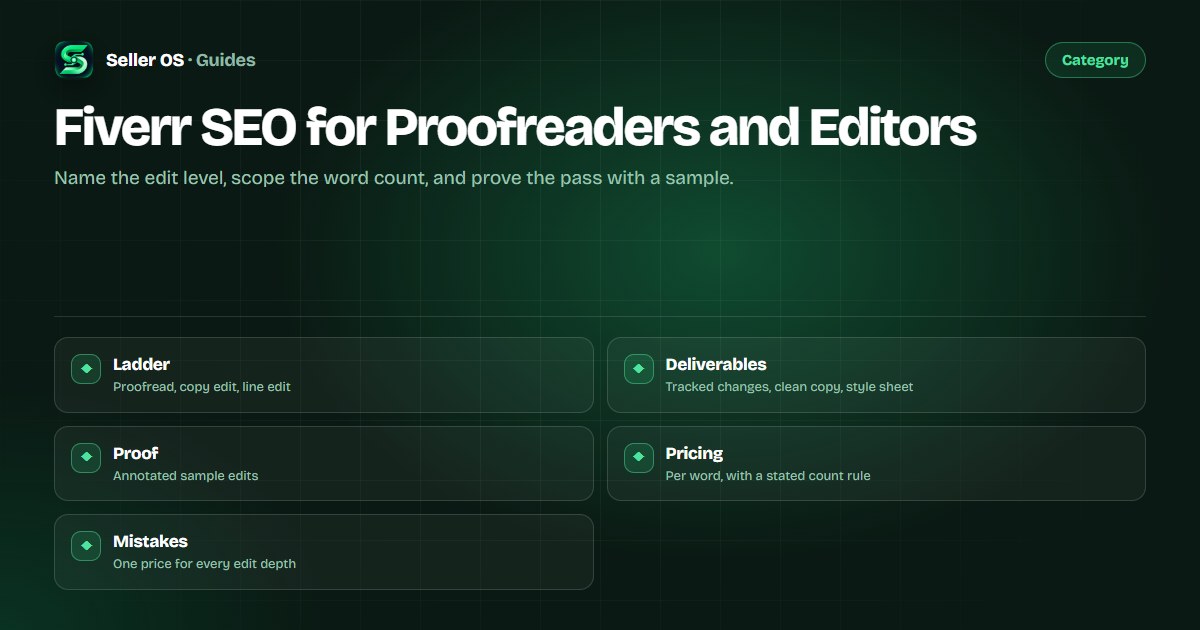 Edit ladder diagram showing proofreading, copy editing, and line editing with sample-edit proof and per-word package bands