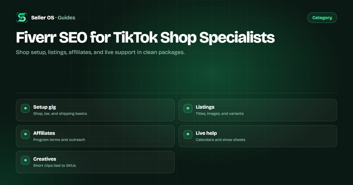 Storefront setup checklist beside product listings, an affiliate panel, and a short live-selling schedule card